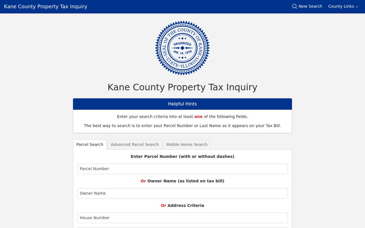 Huntley residents directory Kane parcel search