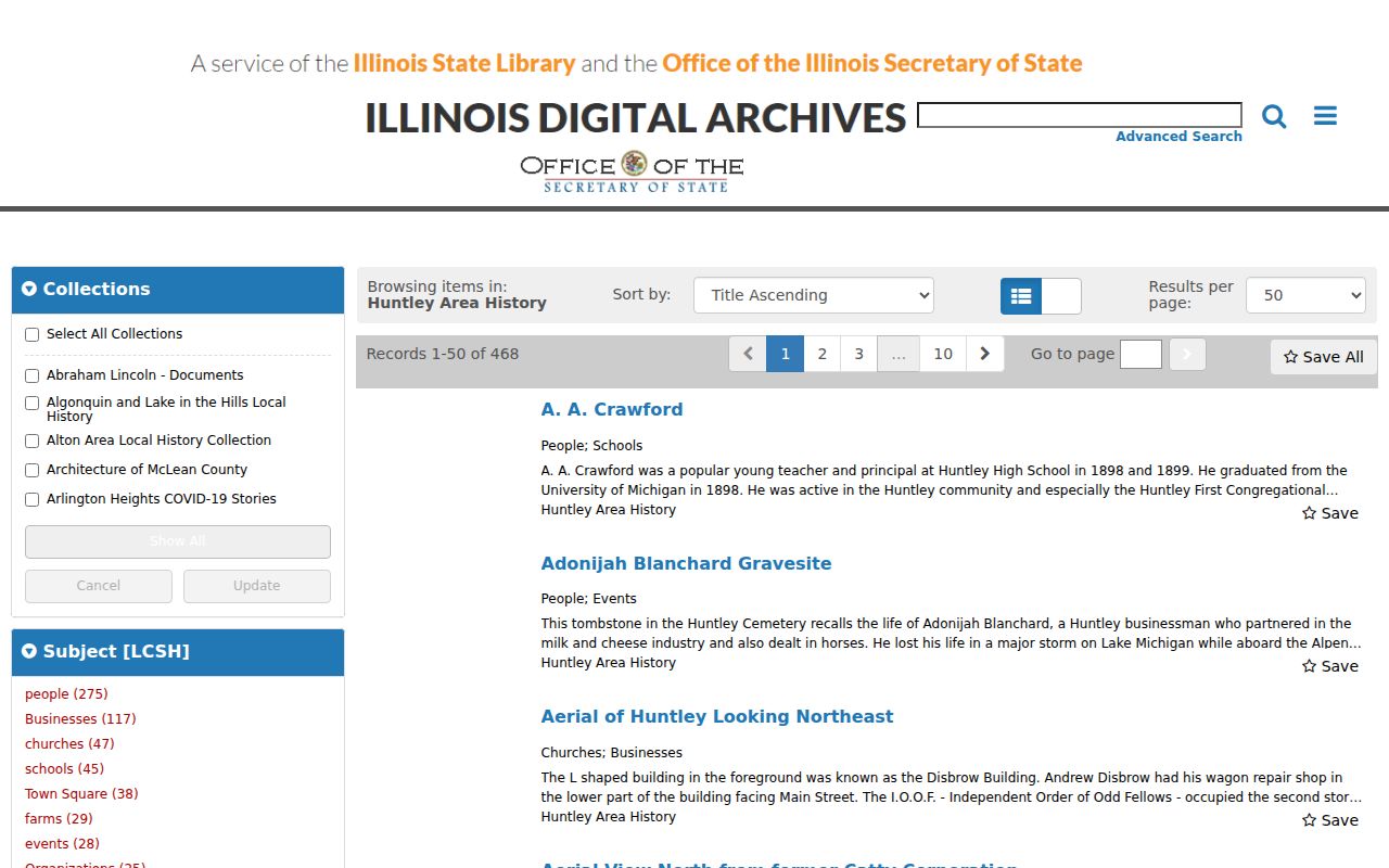 Huntley ZIP code directory Illinois Digital Archives collection